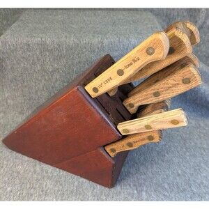 Vintage Lone Star Japan Knife Set 12 Knives Wood Block Honing Steel